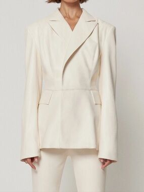 NWT Khy x Namilia Faux Leather Blazer Chalk Size Small
